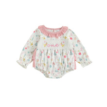 (3-6 Months, Pink) Combinaison d'anniversaire pour bébé fille, manches longues, col rond, broderie cygne, body, petite robe