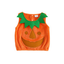 (6-12 Months, Orange) Kleinkind-Baby-Kürbiskostüm aus ärmellosem Fleece für Halloween-Cosplay, geeignet für Partys und Bühnen