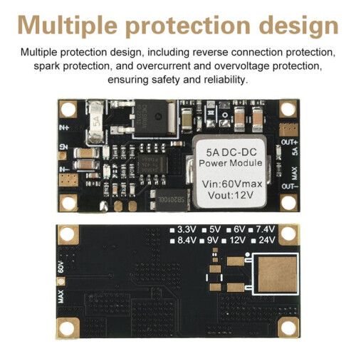 - 6.5V-60V to 12V Voltage Stabilizing Step-Down Module -Low-Profile Buck Converter Power Supply 2