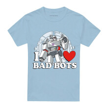(XXL, Light Blue) Transformers Mens I Love Bad Bots Megatron T-Shirt