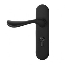 Black Aluminum Door Handle Set with Silent Lock for Bedroom and Bathroom, Corrosion Resistant Lever