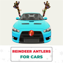 Car Reindeer Antlers,Antlers Car Kit with LED Lights,Reindeer Car Kit Antlers,Nose,Tail,Christmas Decorations for Car