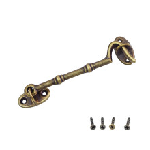 4.1 Inch Antique Brass Hook and Eye Latch for Barn Door Shed Window Secure Vintage Style Lock