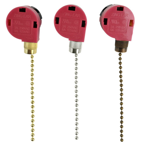3PC Ceiling Fan  3 Speed 4 Wire Zing Ear ZE-268S6 Fan Pull Chain  Replacement Speed Control  As Shown 2