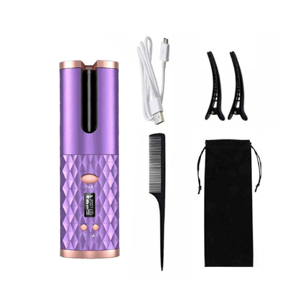 USB Automatic Curling Iron Cordless Auto Hair Curler Wireless Auto Curler Silky Curls Fast Heating Portable Auto Curler