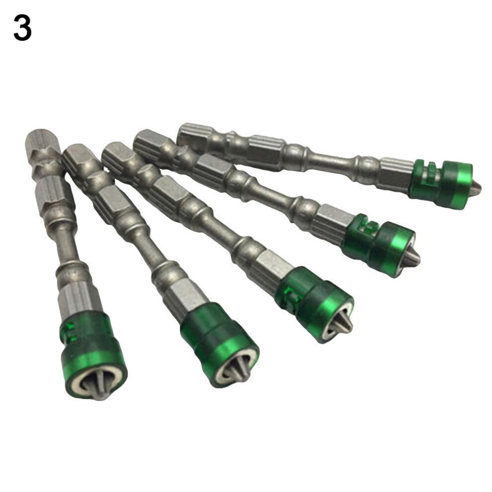 (Green) 5Pcs 65Mm 14" Hex Shank Ph2 Single Head Anti Slip Magnetic Screwdriver Bits Hot 691342643743