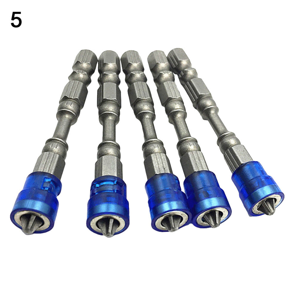 (Blue) 5Pcs 65Mm 14" Hex Shank Ph2 Single Head Anti Slip Magnetic Screwdriver Bits Hot 691387325253