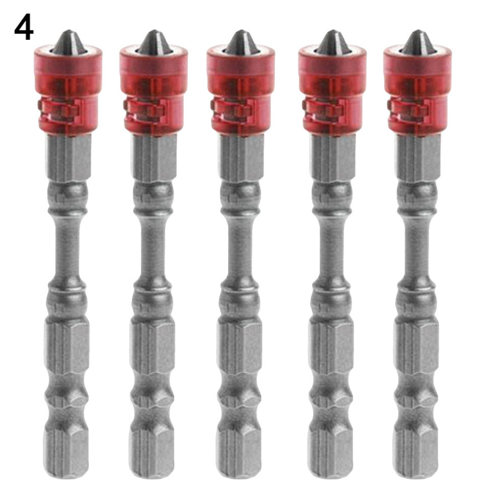 (Red) 5Pcs 65Mm 14" Hex Shank Ph2 Single Head Anti Slip Magnetic Screwdriver Bits Hot 697098931394