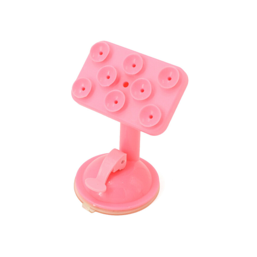 (Pink) Phone Mobile Sucker Stand Holder Universal Strong Suction Bracket Car Mount Pink 691559310582