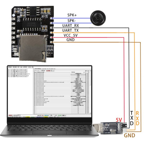 CX1000BM Serial Voice Player Module MP3 Playback Chip Single Chip Control Triggers Voice Broadcast Custom Audio,B 1