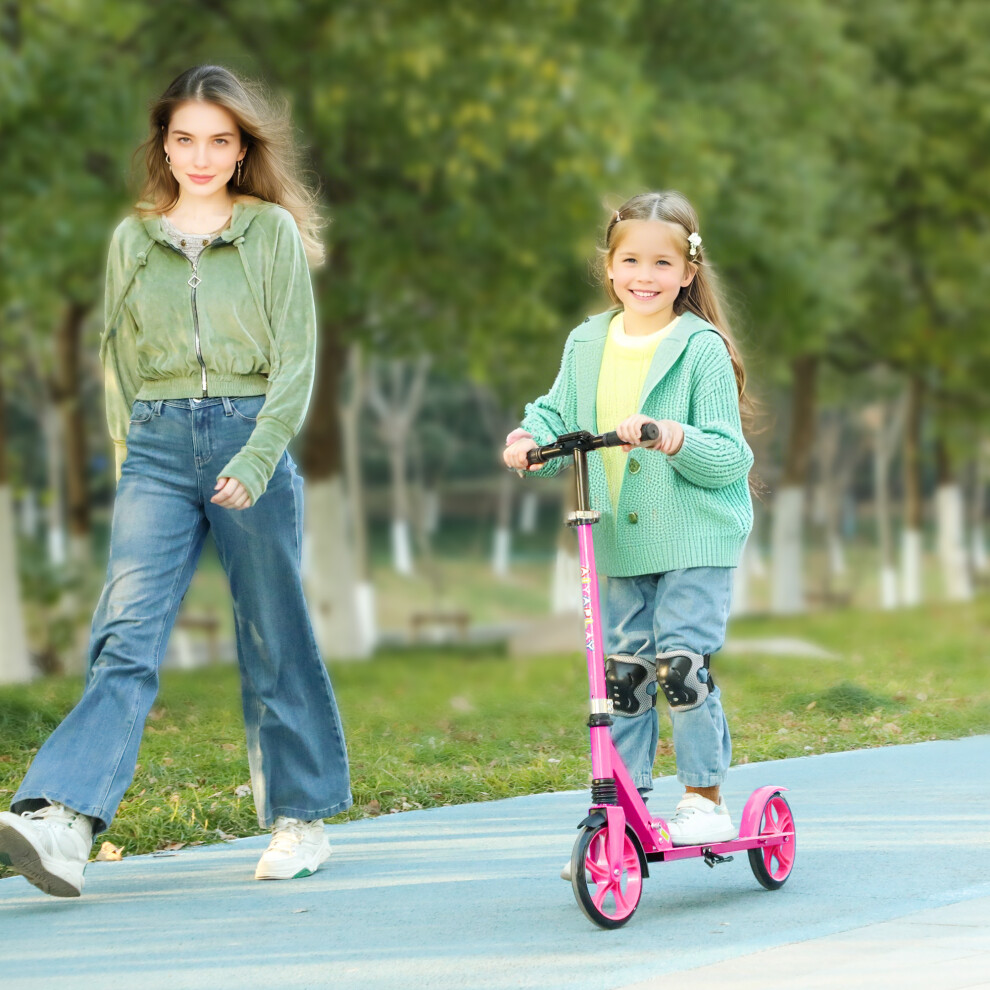 Aiyaplay Kids Scooter, Foldable Kick Scooter W/ Adjustable Handlebar, Pink