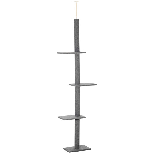 PawHut PawHut 260cm Cat Tree Floor To Ceiling Adjustable Height, Grey 1