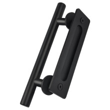 Black Stainless Steel Barn Door Handle Oval Vintage 11.88in Sliding Pull RustResistant Easy Install