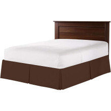 King Bed Skirt Chocolate Brown 20 Inch Drop Tailored Pleated Design Conceals Underbed Storage