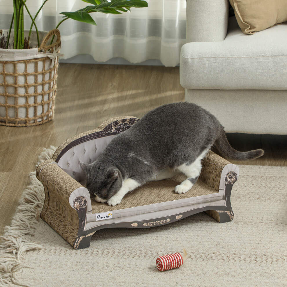 Pawhut Cat Scratching Board 2-In-1 Cardboard Lounge With Catnip, Brown