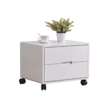 Modern Nightstand with Storage and Wheels, White Bedside Table for Small Spaces Bedroom