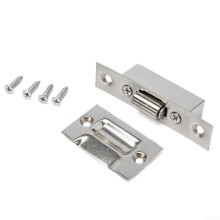 Stainless Steel Door Latch with Roller Catch, Spring Loaded Ball Latch for Wooden Cabinet Doors, 90x19mm Silver