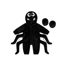 (6-9 Months, Black) Baba Pók Jelmez Kreatív Halloween Cipzáras Cosplay Kapucnis Jumpsuit Lábvédőkkel Partira
