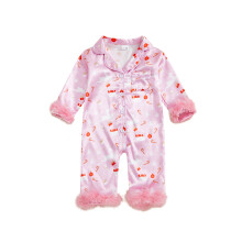 (12-18 Months, Pink) Piżama świąteczna dla dziewczynki, długi rękaw, guziki, motyw świąteczny, nadruk i klapy