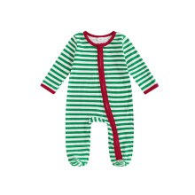 (3-6 Months, Green) Újszülött baba lábbelis romper divatos karácsonyi betűmintás kerek nyakú hosszú ujjú overál