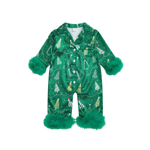 (12-18 Months, Green) Χριστουγεννιάτικες πιτζάμες για ολόσωμη φόρμα