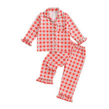 (5-6 Years, Red) Kleinkind-Pyjama-Set mit Karomuster und Weihnachtsbaum-Print, langärmelig, 2-teilig
