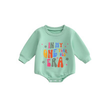 (12-18 Months, Green) Mono de otoño para bebé niña con estampado floral y mangas largas, cuello redondo y estilo burbuja.