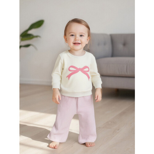 (6-12 Months, Apricot) Σετ παντελονιών κοριτσιού ελαστική μέση. 2