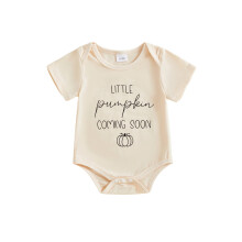 (Newborn, Khaki 1) Mono de manga corta con cuello redondo y estampado de letras de Acción de Gracias para bebés y niñas