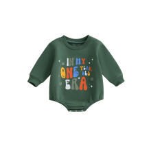 (12-18 Months, Army Green) Mono de otoño para bebé niña con estampado floral y mangas largas, cuello redondo y estilo burbuja.