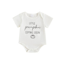 (0-3 Months, White 1) Mono de manga corta con cuello redondo y estampado de letras de Acción de Gracias para bebés y niñas