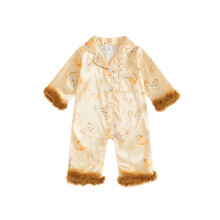 (18-24 Months, Apricot) Baby-Mädchen-Halloween-Jumpsuit mit Kürbis-Muster, langen Ärmeln und Knopfleiste, ideal für Loungewear.