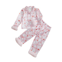 (18-24 Months, Pink) Ensemble pyjama d'Halloween pour filles : chemise à manches longues fantôme et pantalon avec poignets en fourrure.