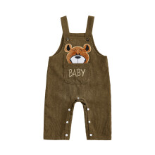 (6-9 Months, Brown) Baby-Jungen-Herbst-Strampler, ärmellos, mit Bären- und Buchstabenstickerei, Overall für Kleinkinder.