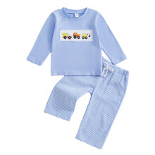 (0-6 Months, Blue) Podzimní oblečení pro chlapečka - 2 ks, tričko s dlouhým rukávem a kalhoty, batolecí oblečení.