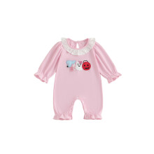 (3-6 Months, Pink) Combinaison bébé fille fantôme citrouille champ Halloween manches longues à volants col rond