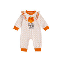 (6-12 Months, White) Combinaison d'Halloween fille, pois, broderie, manches longues, col rond volants