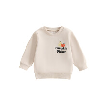 (18-24 Months, Khaki) Baby-Sweatshirt mit Halloween-Motiv, lässiger Print, langärmelig, süßes Herbst-Oberteil für Kleinkinder