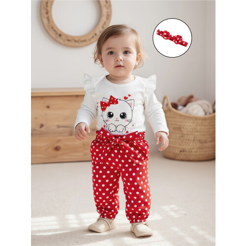 (6-9 Months, Red) Ensemble d'automne pour et bandeau. 2