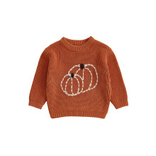 (3-4 Years, Orange) Halloween-Pullover für Kleinkinder mit Kürbisstickerei und Rundhalsausschnitt, langärmelig für den Herbst