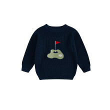 (2-3 Years, Blue) Baby-Strickpullover, langärmelig, Rundhalsausschnitt, Golfstickerei, Pullover, warme Oberteile für Kleinkinder