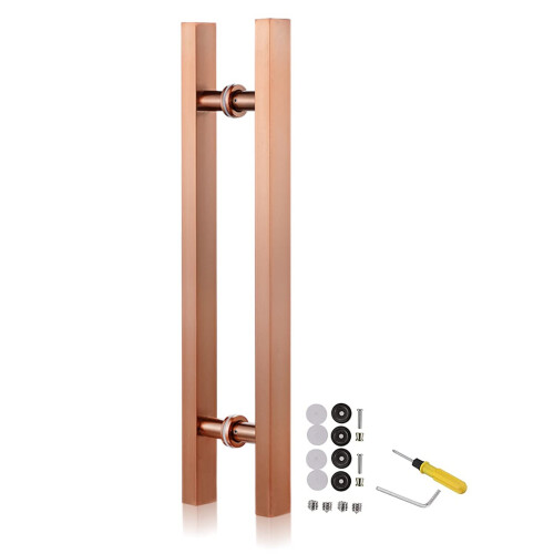 Barn Door Handle Set, 80cm Rose Gold Stainless Steel Sliding Pull Bar, DoubleSided, Rustproof