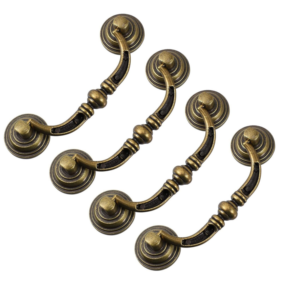 Vintage Bronze Drawer Handles Cabinet Pulls Retro European Style For Dresser Wardrobe Cupboard 4Pcs 9771547233718