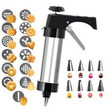 Cookie Press Gun Kit for Baking - Includes 13 Discs & 8 Icing Nozzles for DIY Christmas Cookies