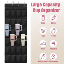 Cup Organizer for Cup, 24 Pockets Capacity Cups Holder for Tumbler, Portable Foldable Hanging Bag