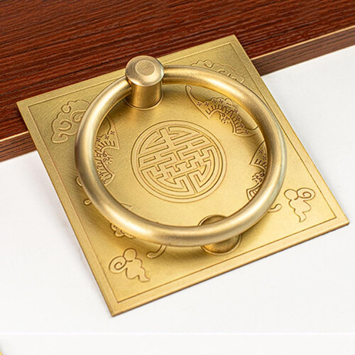 Chinese Brass Door Handle Double Happiness Bat Pattern Solid Brass Furniture Pull Ring 13cm 1