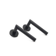 1Pair 304 Stainless Steel Black Door Handle, Frosted Finish Hollow Tube Split Right Angle Pull