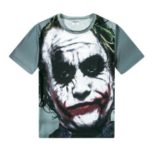 (XXL)Heath Ledger The Joker Print T Shirt Short Sleeve Loose Fit Round Neck Tee Men