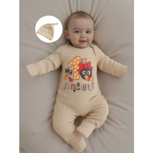 (0-3 Months, Apricot) Ensemble 2 pièces pour Thanksgiving. 2
