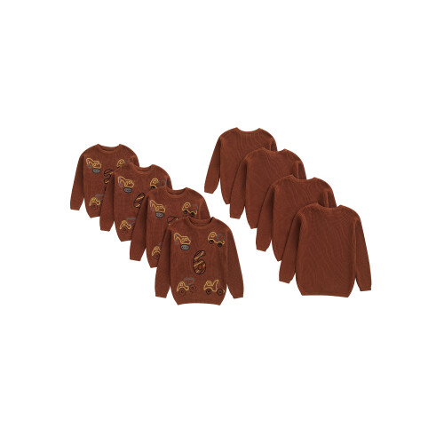(5-6 Years, Brown) Πλεκτό πουλόβερ νήπια, μπλουζάκι γενεθλίων 1